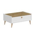 Masuta de cafea, Hanah Home, Mitra, 90x41x60 cm, Alb / Artizanal