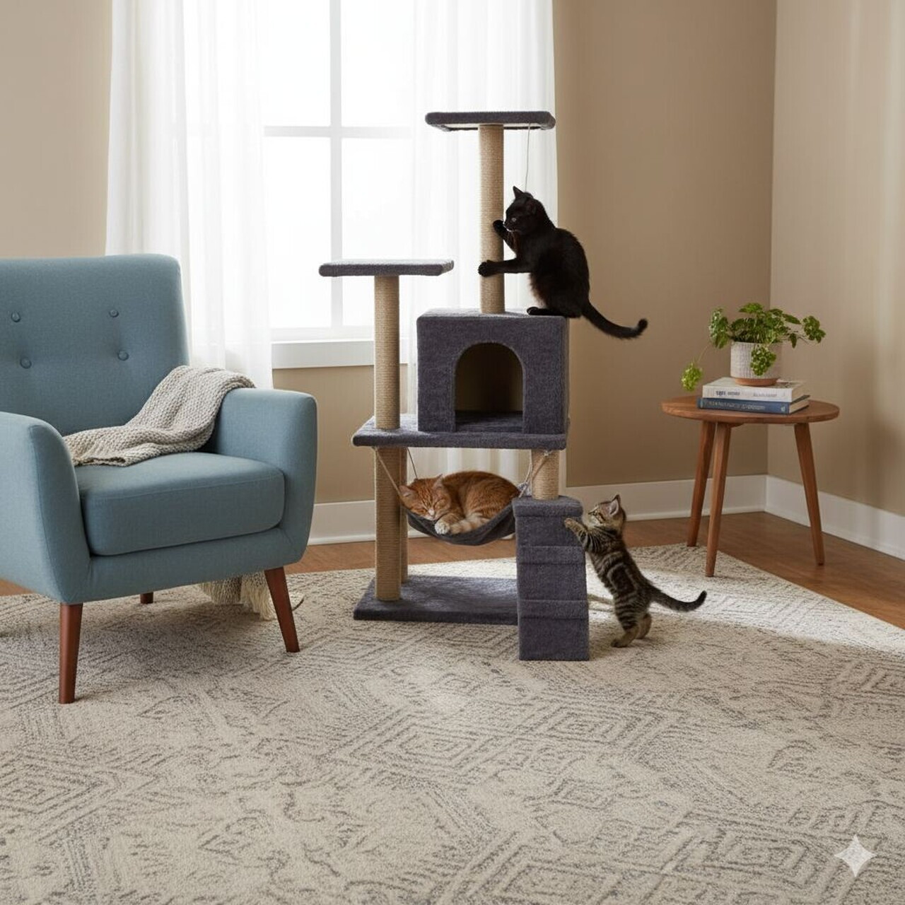 Casă pentru pisici, Paws & Whiskers, Midas, MATERIAL TEXTIL WELSOFT, Antracit