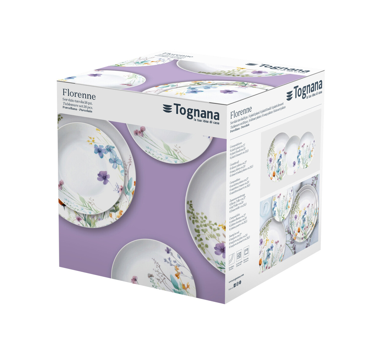 Serviciu de masa 18 piese Madison Florenne, Tognana, portelan, multicolor