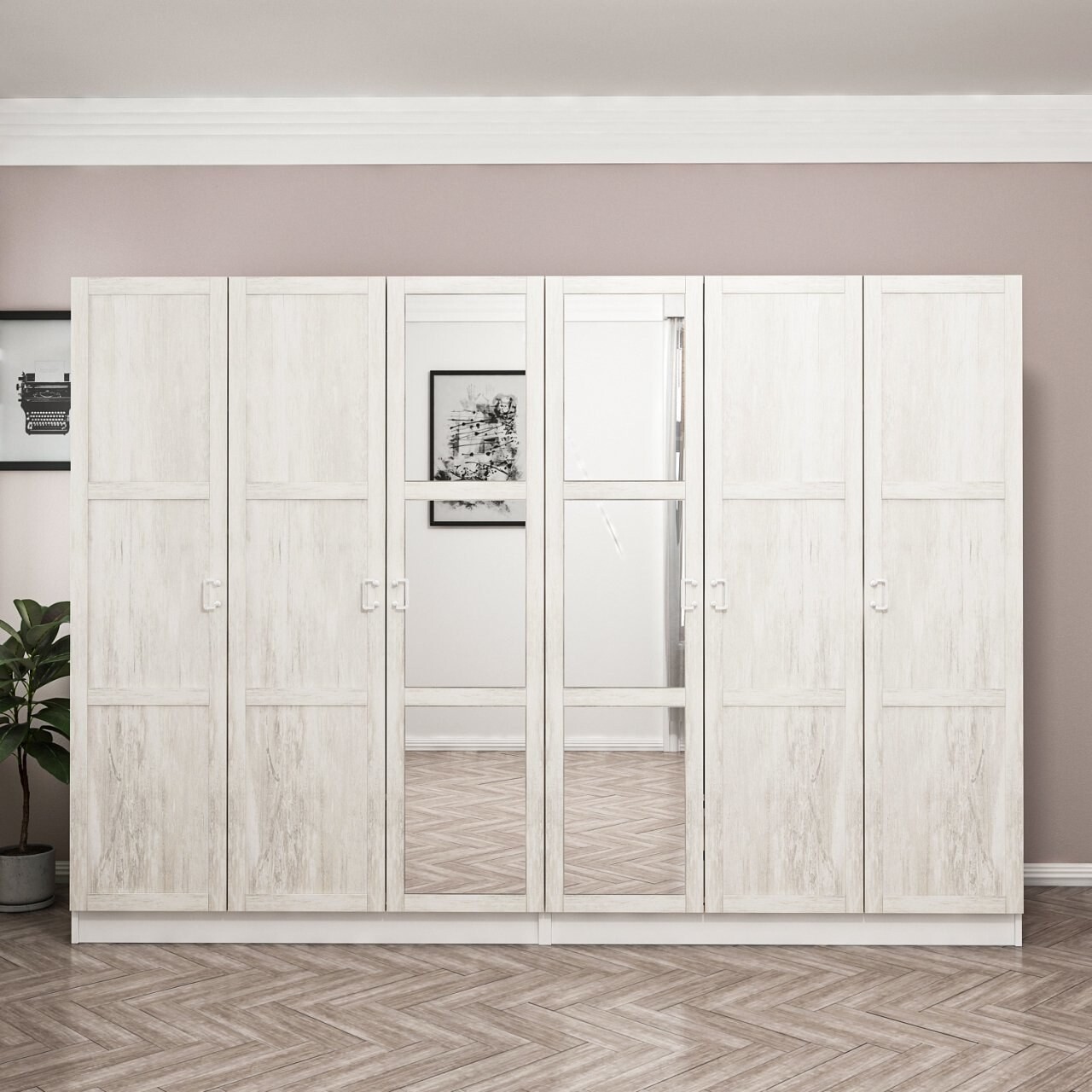 Dulap pentru haine, Minerva, Kale, 270x210x52 cm, PAL, Alb - 1 | YEO
