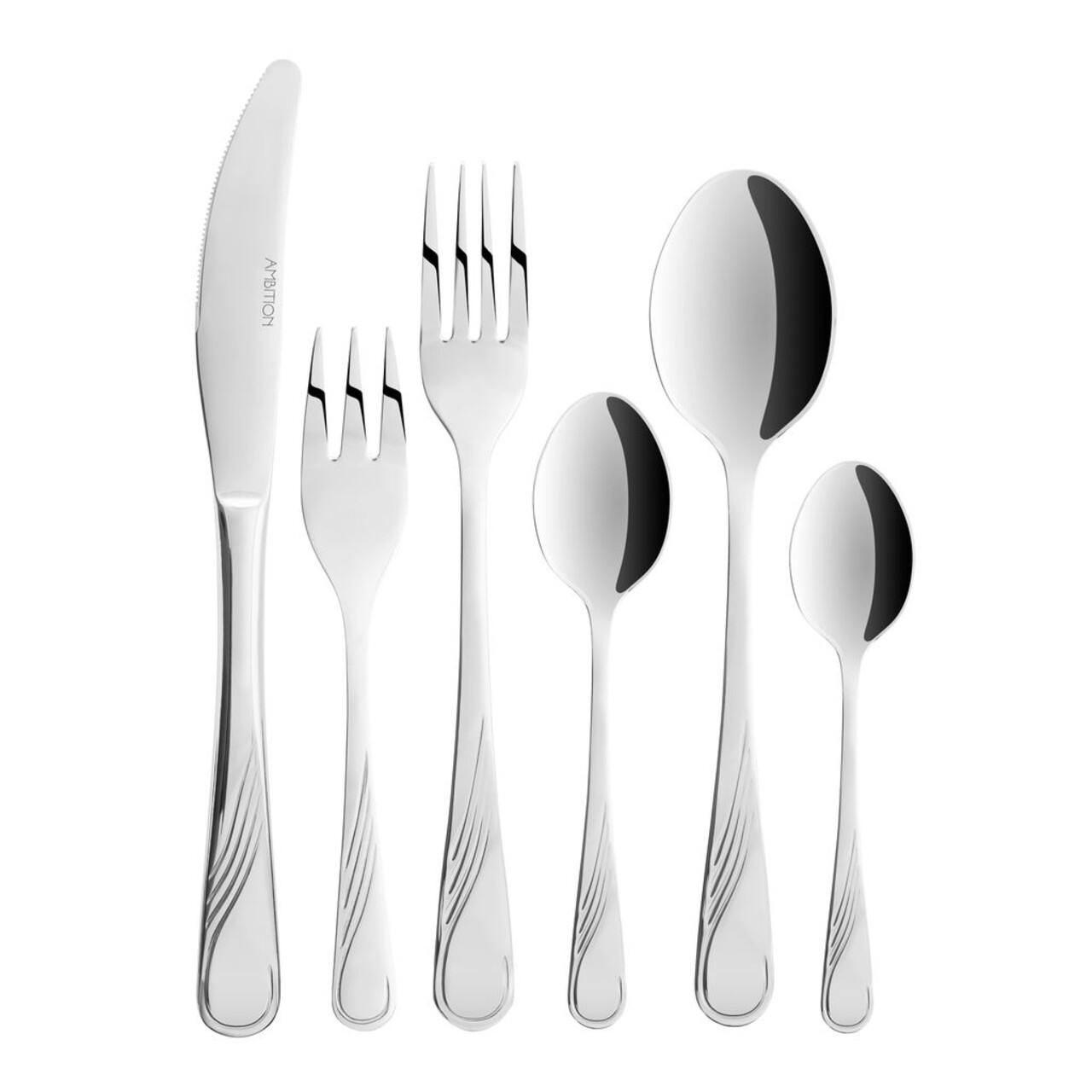 Set tacamuri 42 piese Napoli, Ambition, 6 persoane, otel, argintiu - imagine 3