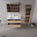 Set Dulap de Baie cu Chiuvetă și Oglindă (2 Piese), Hanah Home, Side 100 v3, Stejar