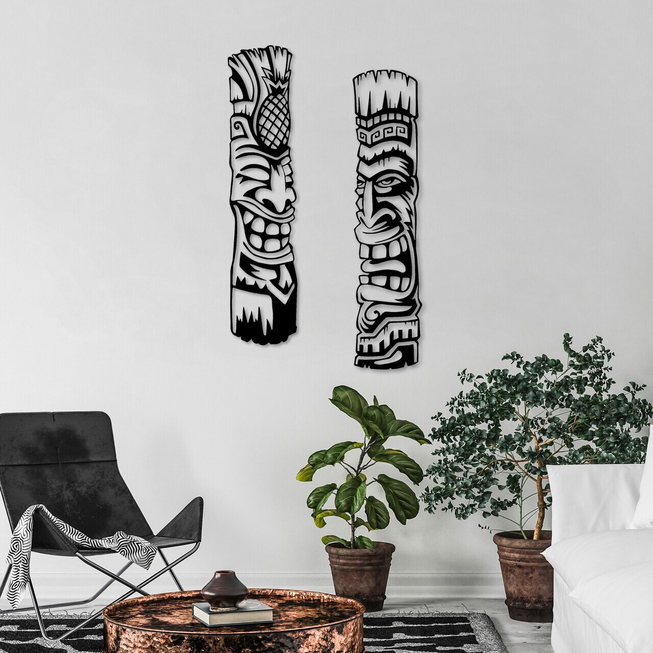Decoratiune de perete, Tiki, Metal, (Grosime: 1,5 mm), Negru — imaginea 4