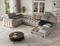 Coltar extensibil dreapta 3 locuri ELTAP, RT-18SO, Fectory, 346x205x93 cm, lemn/poliester, bej inchis
