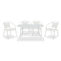 Set mobilier de gradina 5 piese Valor-Tade, Pakoworld, masa si 4 scaune, 120x70x70 cm, metal/sticla, alb