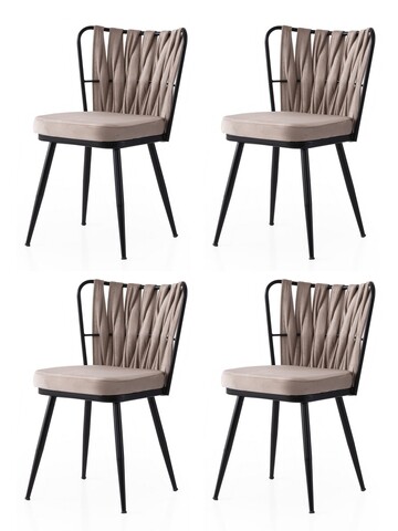 Set scaune 4 piese, Nmobb, Kuşaklı, Negru / nurcă