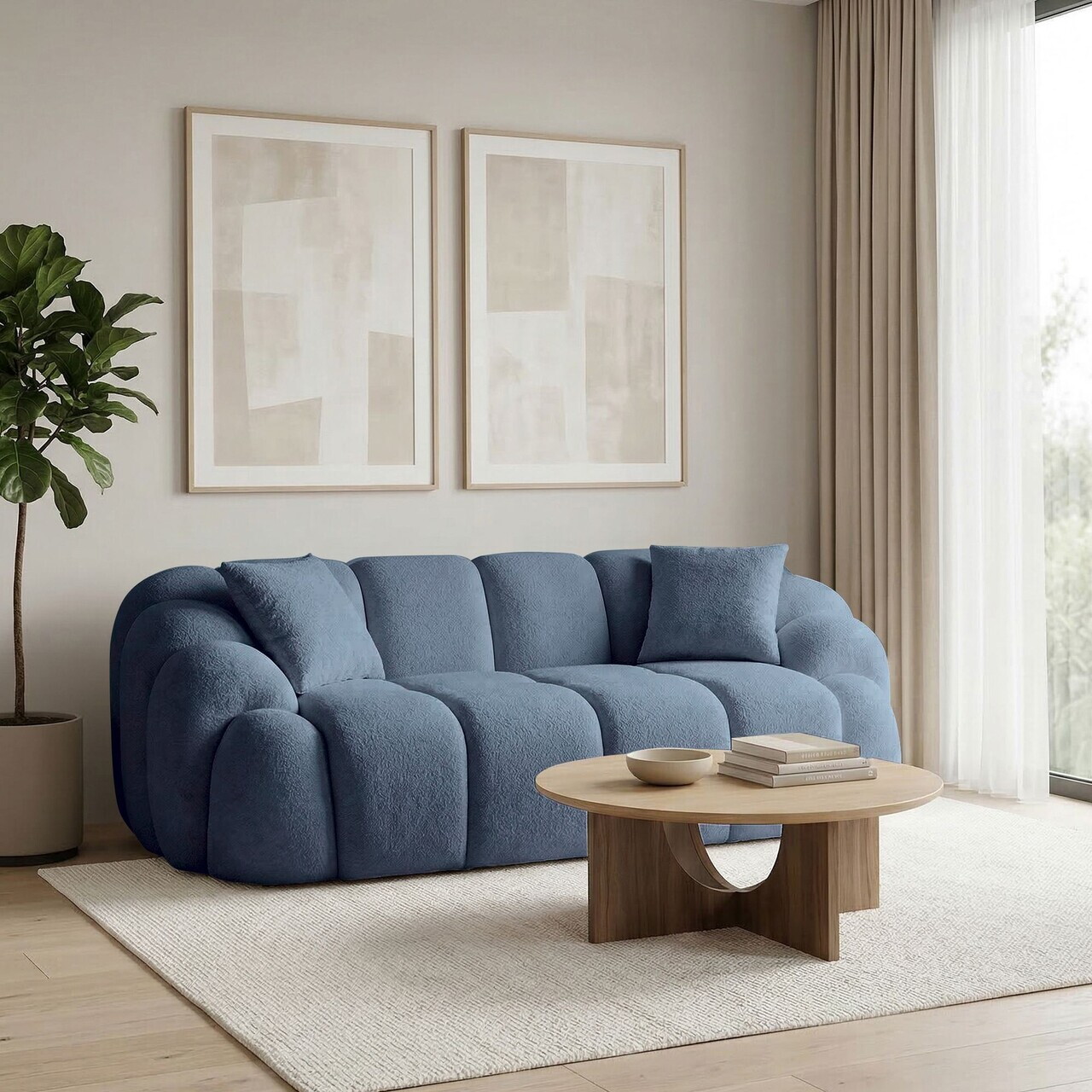 Canapea 2 locuri Atelier del Sofa 752EST2505 PAL ACOPERIT CU CARPEN/MELAMINAT Albastru navy