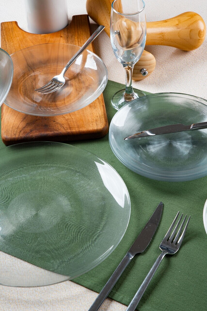 Set platouri servire desert, Hermia, 858CMR1904, Sticla, Farfurie de servire: 25 cm (1 bucată), Transparent — imaginea 5