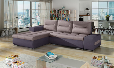 Coltar extensibil stanga 4 locuri ELTAP, Ov46, Ottavio, 275x180x85 cm, lemn/poliester, roz/mov