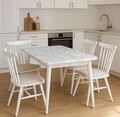 Set masa extensibila si 4 scaune, Fairfax, Lidya, Lemn de fag, Alb