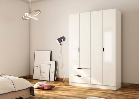 Dulap pentru haine, Rabi, Rb-156, 120x180x45 cm, Alb mat
