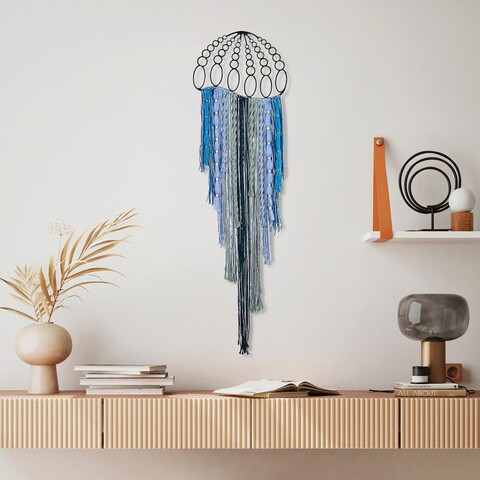 Decoratiune de perete, mushmac, macrame, metal, multicolor