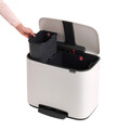 Cos de gunoi cu pedala, Brabantia, Bo Pedal, 11+23 L, 36.3x54x44 cm, otel, alb