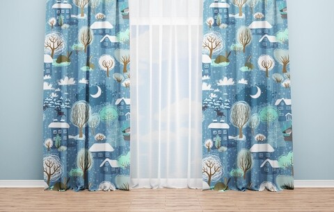 Draperie Wolf, Oyo Kids, 140x240 cm, poliester, albastru