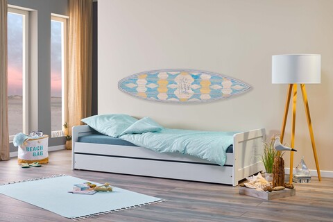 Pat multifunctional pentru o persoana, 90x200 cm, Surf, Inter Link, lemn, alb