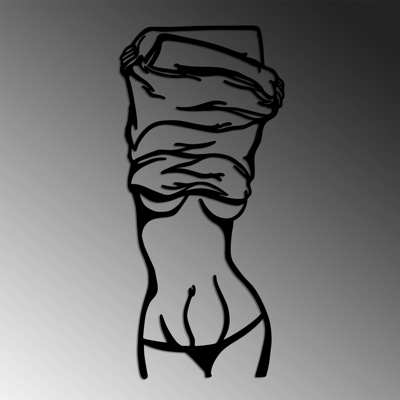 Decoratiune de perete, Undressing Woman, Dimensiune: 33 x 70 cm, Negru - view 4