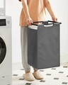 Cos de rufe cu 2 compartimente si 1 raft Vasagle, 73 x 33 x 72 cm, 2 x 46 L, otel/tesatura Oxford, gri