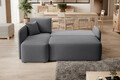 Coltar extensibil stanga 3 locuri ELTAP, Hadson, 206x150x89 cm, lemn/poliester, gri inchis