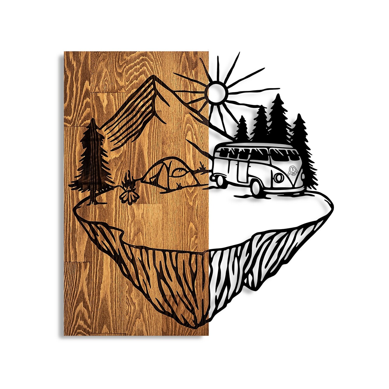 Decoratiune de perete, Camp Life, Dimensiuni: 54 x 57 cm, Nuc / Negru - view 5