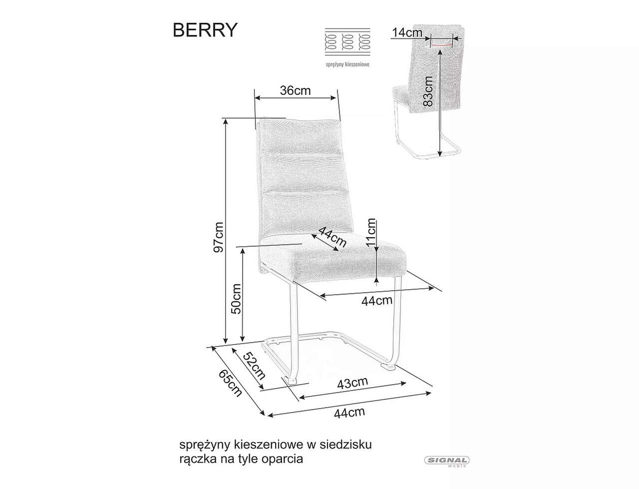 Scaun Berry Brego, Signal, 44x44x97 cm, textil/otel, mustar/negru