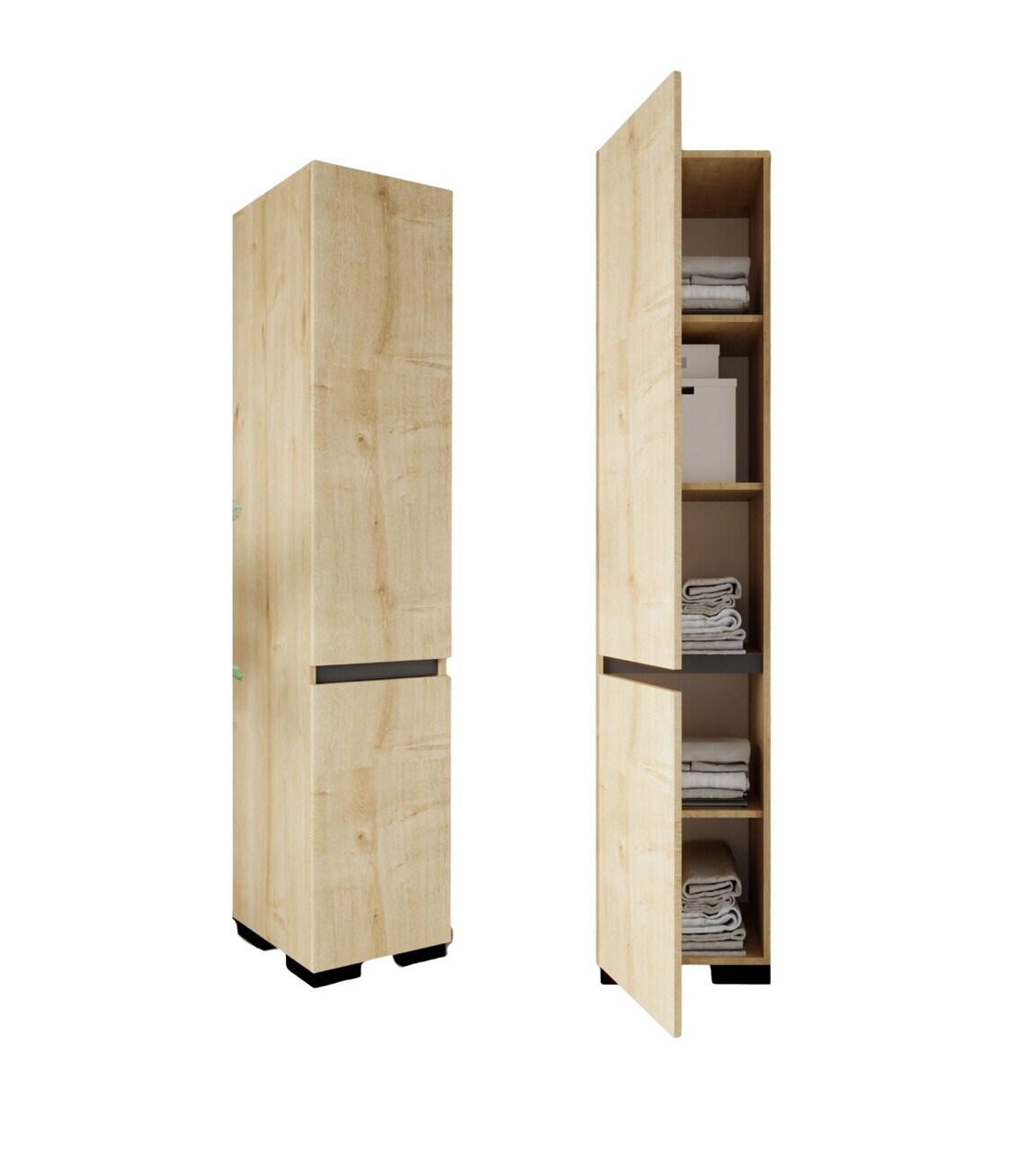 Dulap multifunctional, Hanah Home, Floransa 45, 45x210x45 cm, PAL MELAMINAT, Stejar safir / Antracit — imaginea 5