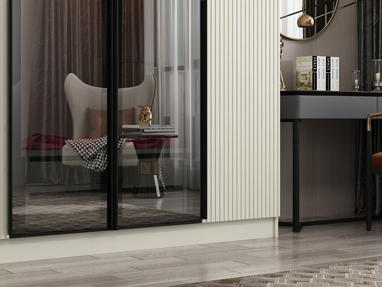 Dulap pentru haine, Hanah Home, Nisa, 270x210x52 cm, Gresie — imaginea 4