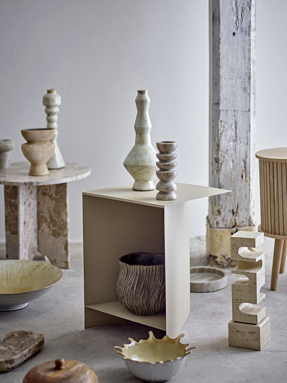 Masuta de cafea, Bloomingville, Jasmia, 46x42 cm, marmura, maro - imagine 3