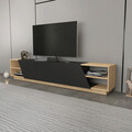 Comoda TV, Retricy, Rhodes, 240x37.1x47.4 cm, PAL, Stejar / Antracit