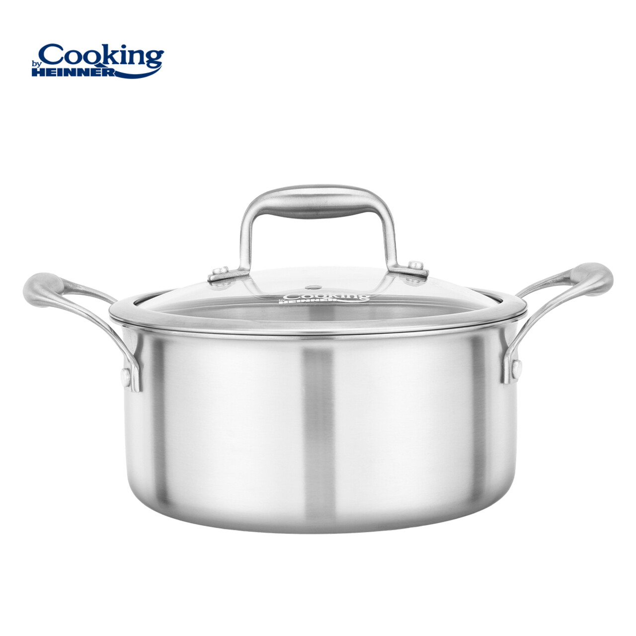 Semioala cu capac Atomic3, Cooking by Heinner, 24x12 cm, 5 L, inox/sticla, argintiu - imagine 3
