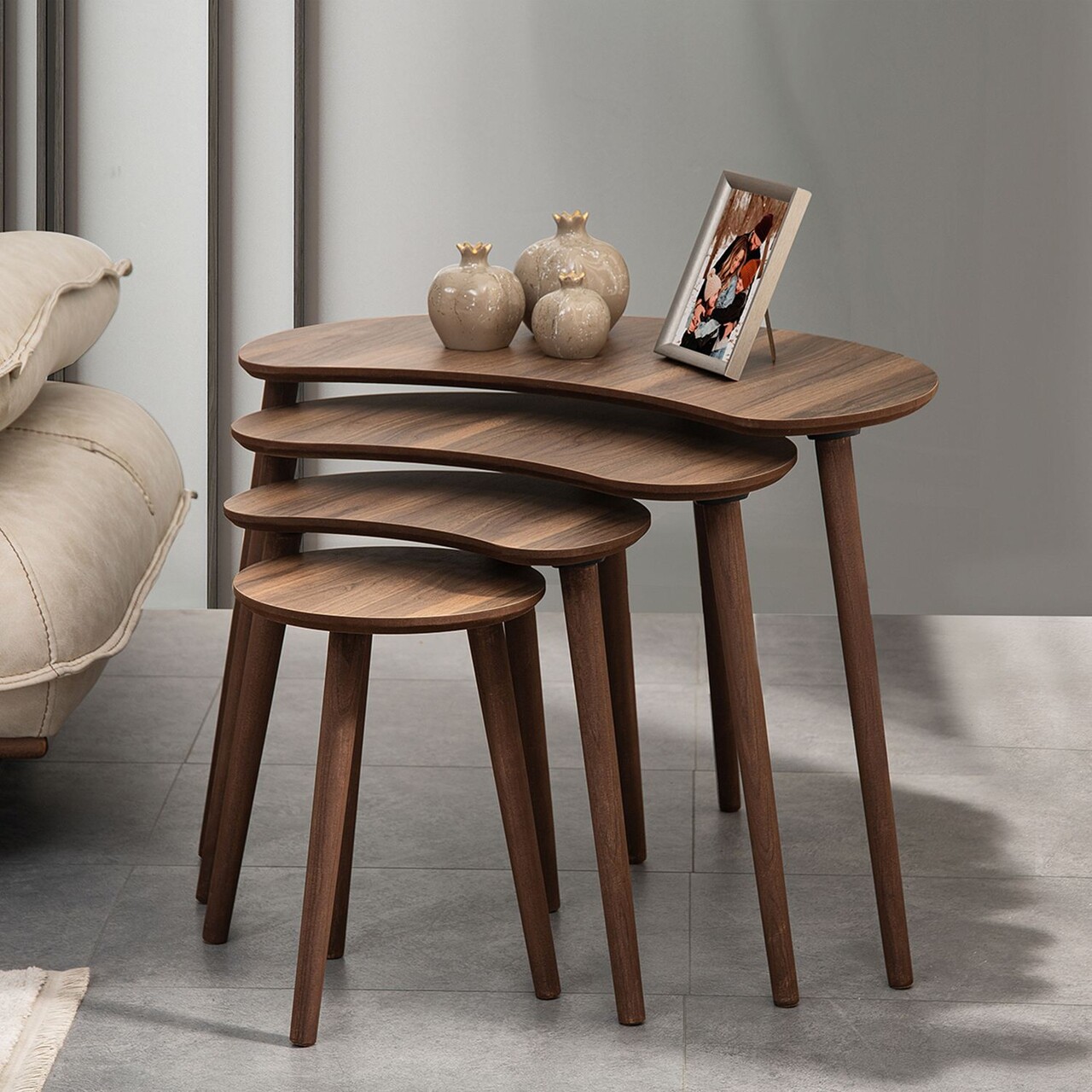 Set masute Nesting 4 piese, Hanah Home, Moon, Maro