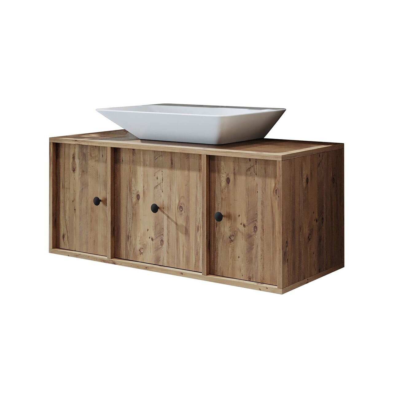 Dulap de baie cu chiuvetă, Hanah Home, 2542, 105x56.5x45 cm, MDF, Maro — imaginea 6