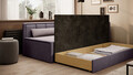 Canapea extensibila brat dreapta 3 locuri, ELTAP, Fulgeo, 214x82x77 cm, lemn/catifea din poliester, bej/mov