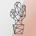 Decoratiune de perete, Cactus Metal Decor, metal, 26 x 55 cm, negru