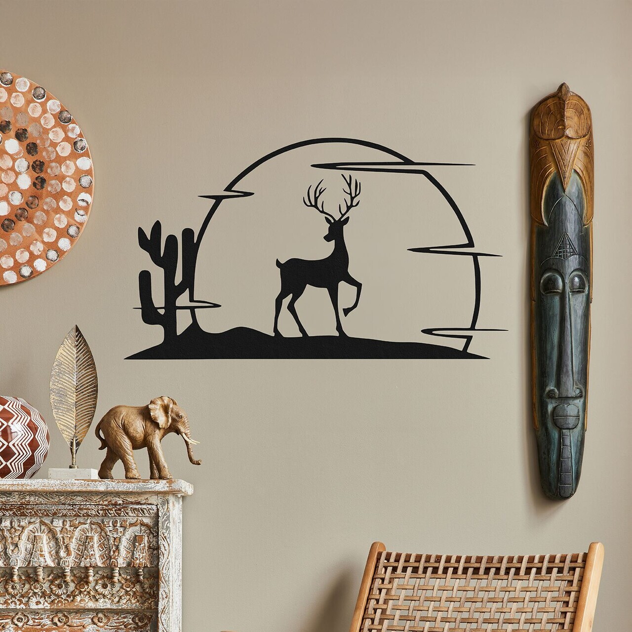 Decoratiune de perete, Ciervo-2, Metal, Grosime: 1,2 mm, Negru — imaginea 2