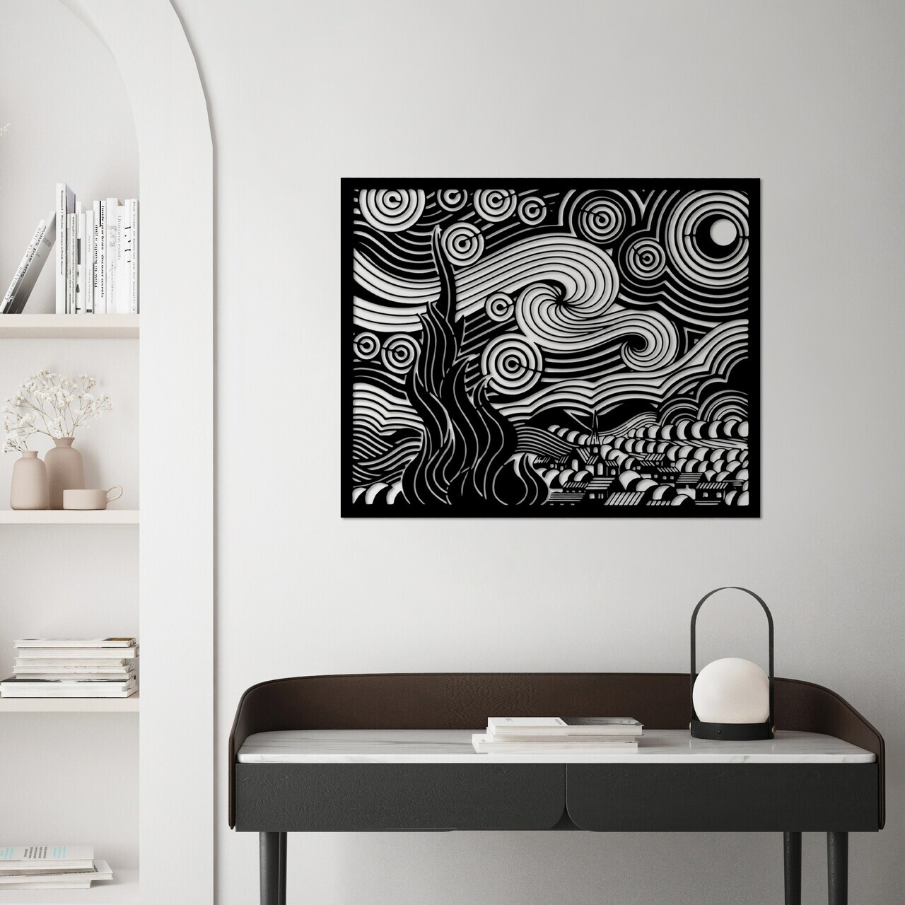 Decoratiune de perete, Vangogh 2, Dimensiuni: 56 x 45 cm, Negru — imaginea 3