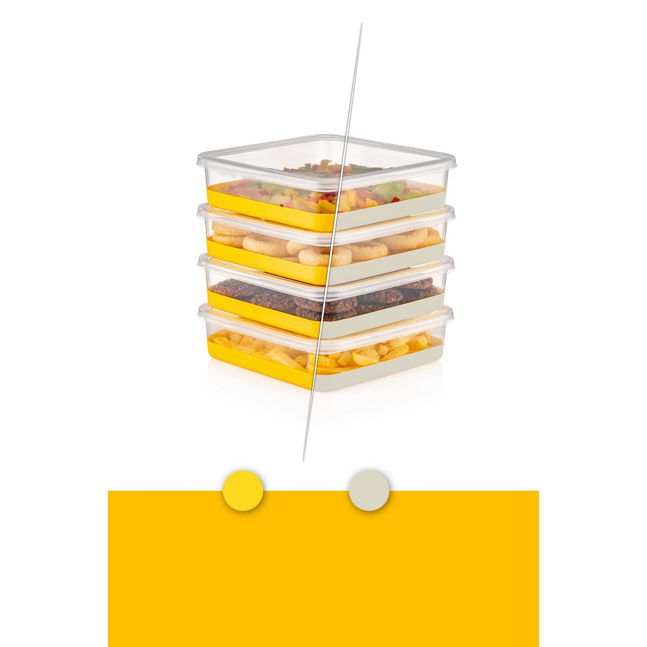 Set organizatoare frigider, Hermia, 964FRM3433, Dimensiune: 10,5 x 21,5 x 6,5 cm / 1000 ml (4 bucăți) , Galben - view 5