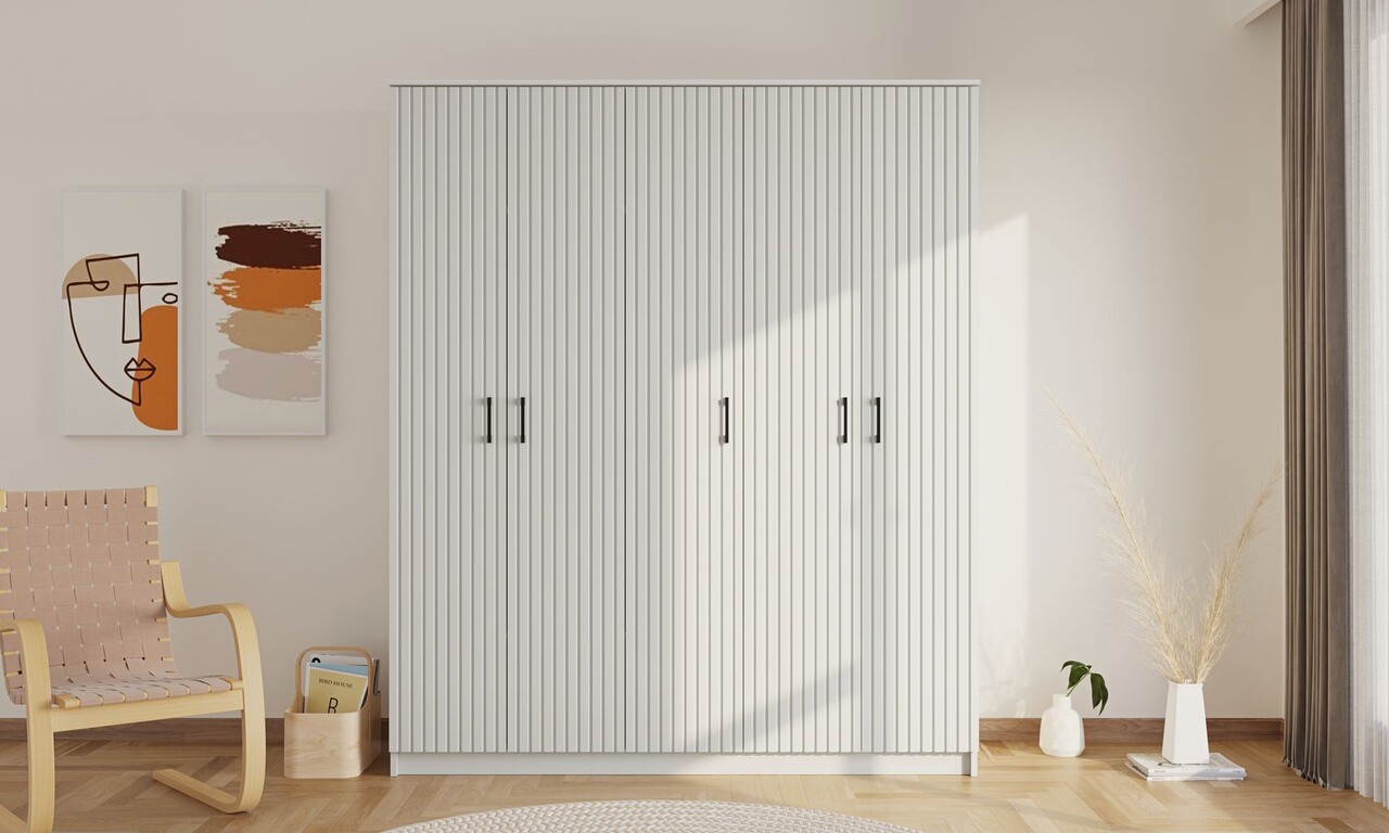 Dulap pentru haine, Rabi, Rb-185-04, 175x184x52 cm, Alb mat - 1 | YEO