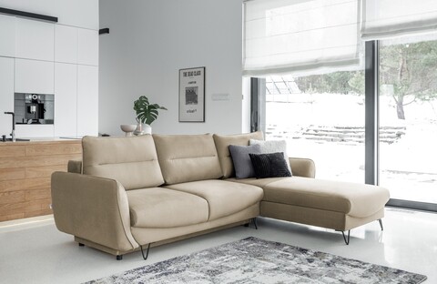 Coltar extensibil dreapta 3 locuri ELTAP, RT-20NU, Silva, 276x201x100 cm, lemn/poliester, maro deschis