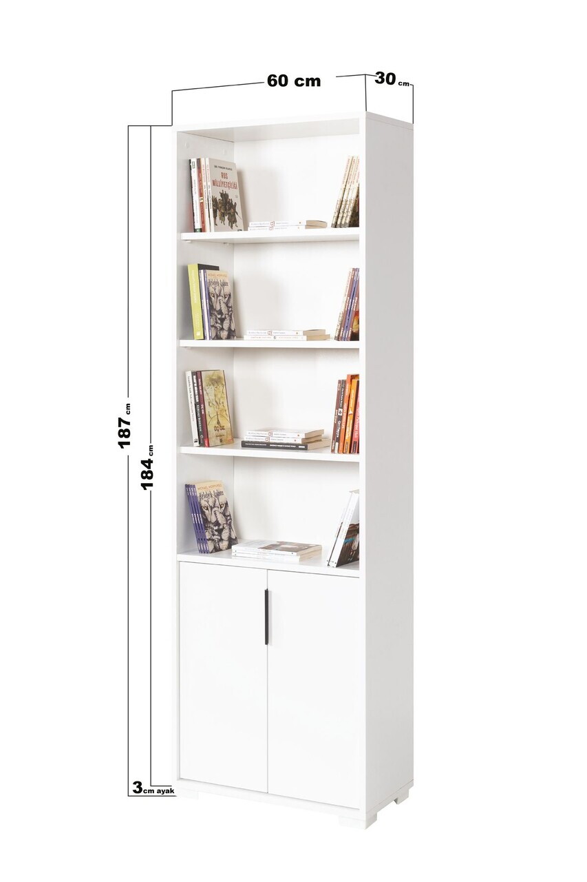 Corp biblioteca, Hanah Home, Evm 8104, 60x187x30 cm, PAL, Alb — imaginea 5