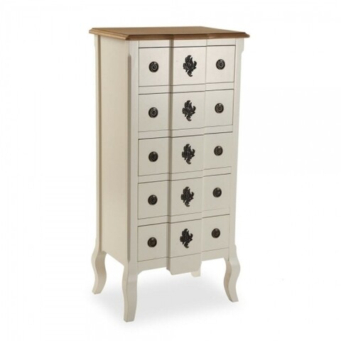 Comoda cu 5 sertare, kaira, 36 x 104.5 x 50 cm, lemn/lemn d epin, alb/maro