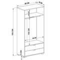 Dulap pentru haine, Miwood, 90 Cm 1600-015, Nuc deschis / Alb
