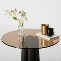 Masuta de cafea, Neostill, Thales, 50x50x50 cm, Sticla temperata, Negru/Bronz