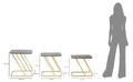 Set 3 masute Simple, Mauro Ferretti, 44x50.5x55.5 cm, fier, negru/auriu