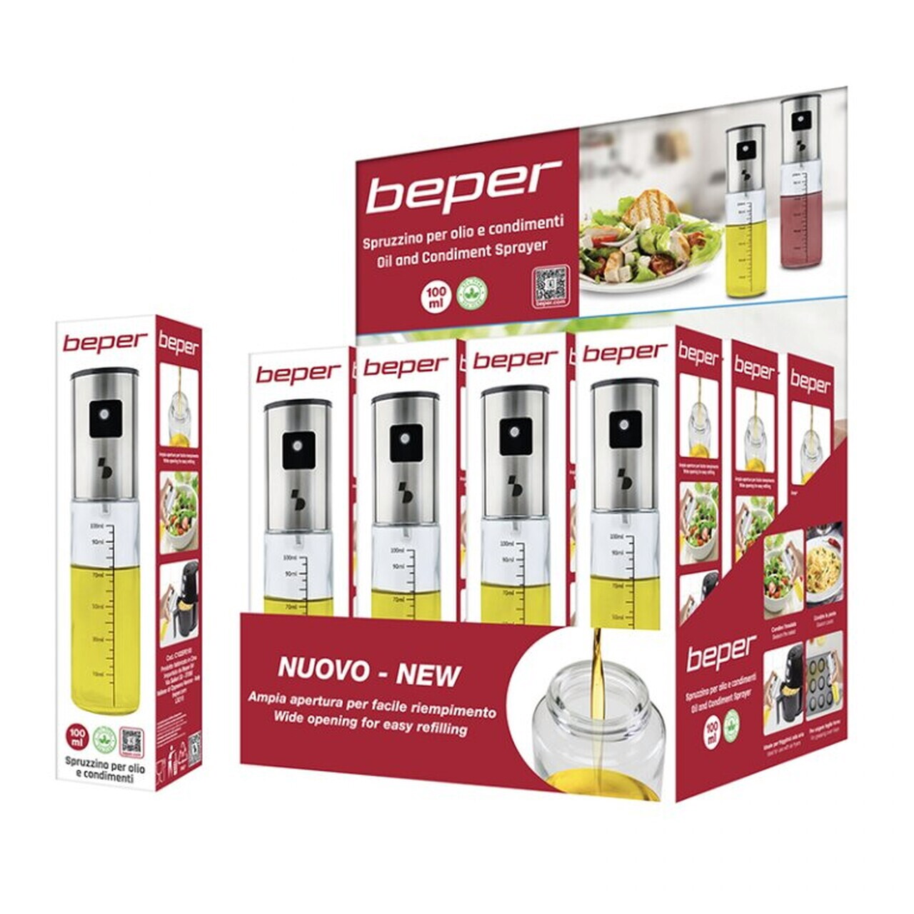 Pulverizator pentru ulei si condimente lichide Beper, 100 ml, sticla/inox, transparent - view 8