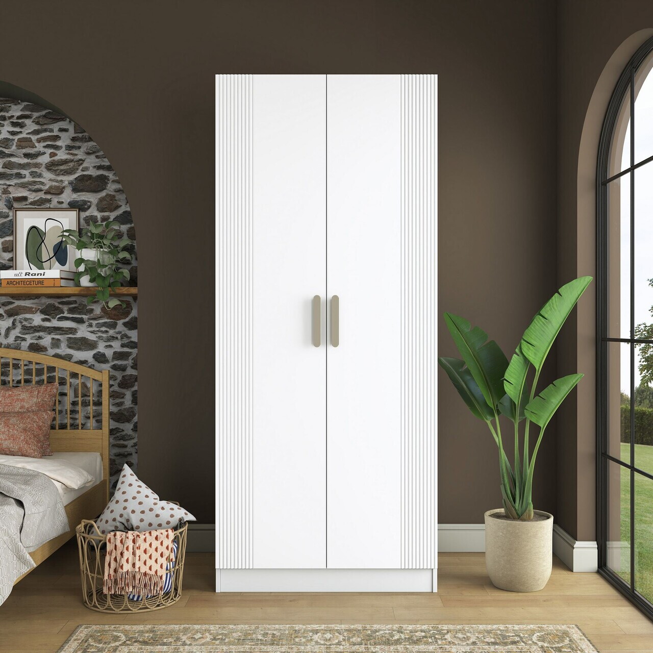 Dulap pentru haine, Hanah Home, BA222, 90x210x57.5 cm, PAL melaminat, Alb - view 2
