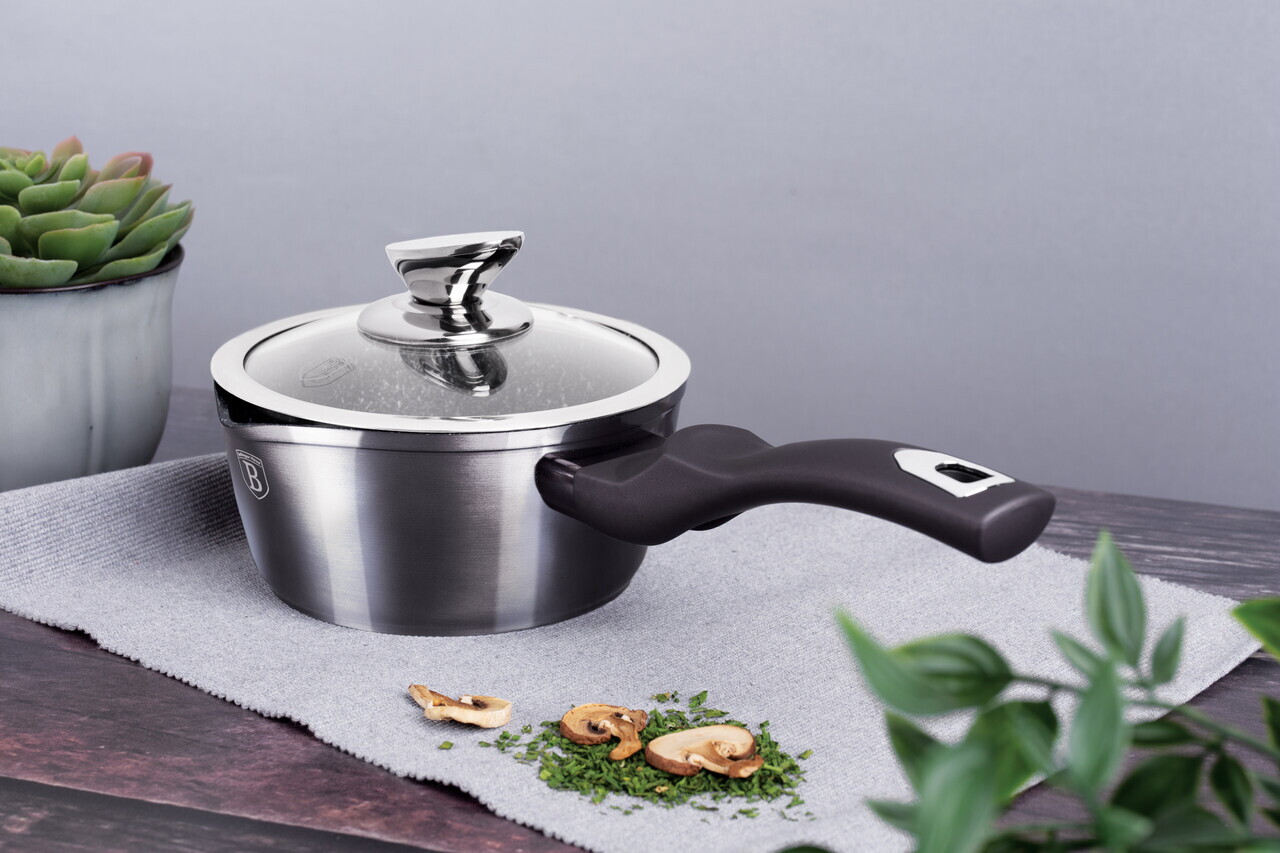 Cratita cu capac Berlinger Haus, Carbon Pro, 16 cm, 1.2 L, aluminiu forjat, gri inchis - imagine 2