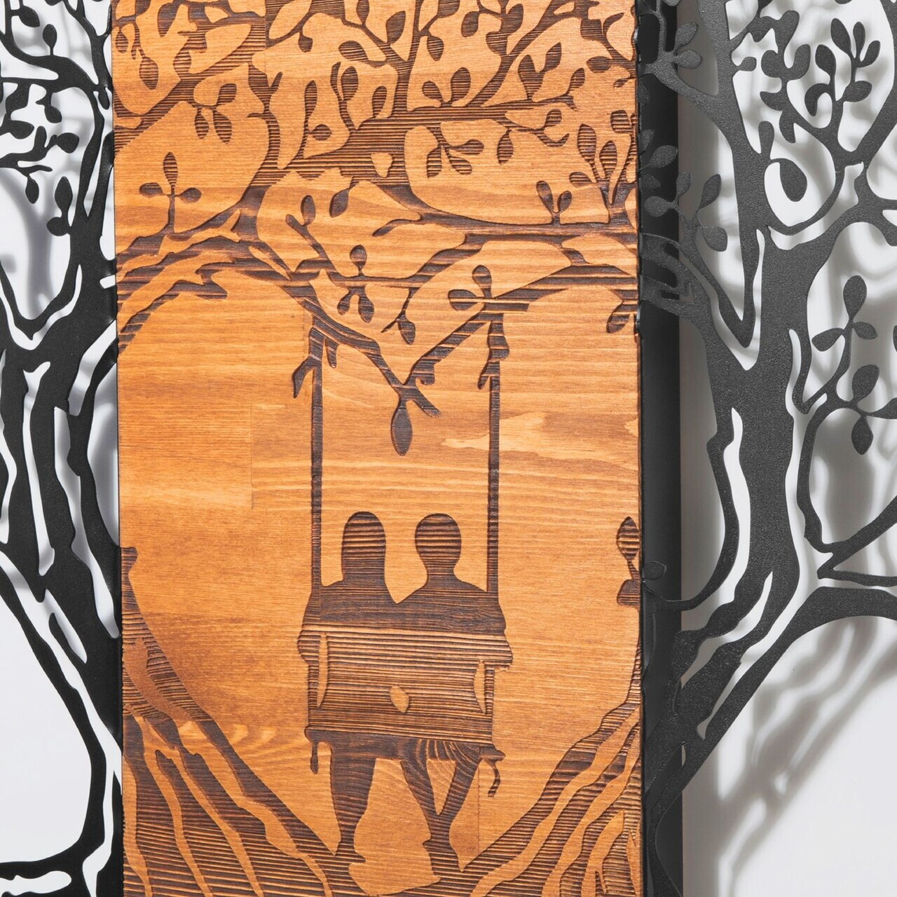 Decoratiune de perete, Sogno Forestale -5, Metal, Rama din lemn (grosime 3 cm), Nuc negru — imaginea 7