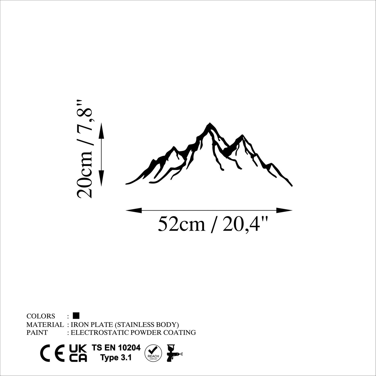 Decoratiune de perete, Mountain, Dimensiune: 52 x 20 cm, Negru - view 6