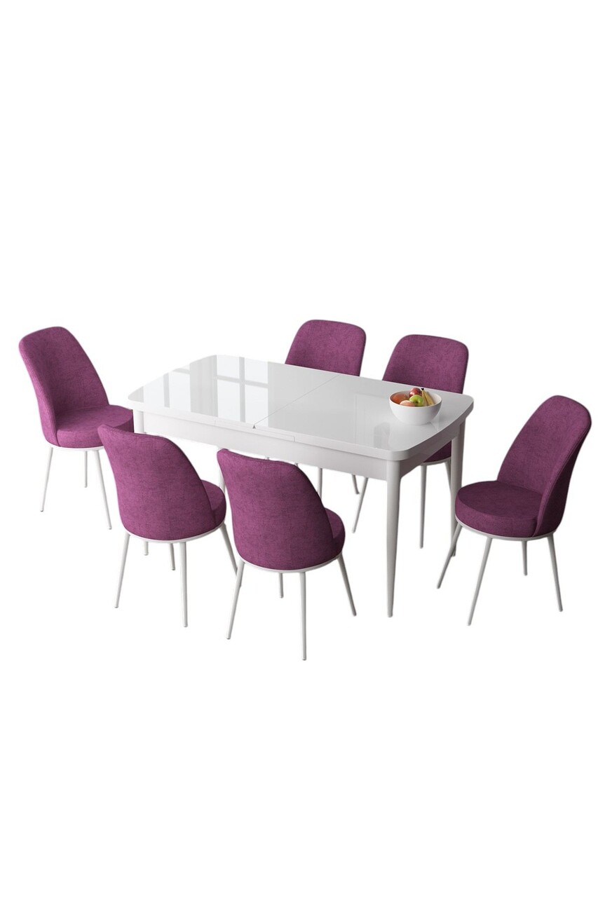 Set masa extensibila si scaune, Hanah Home, Zen, Alb/Mov - view 2