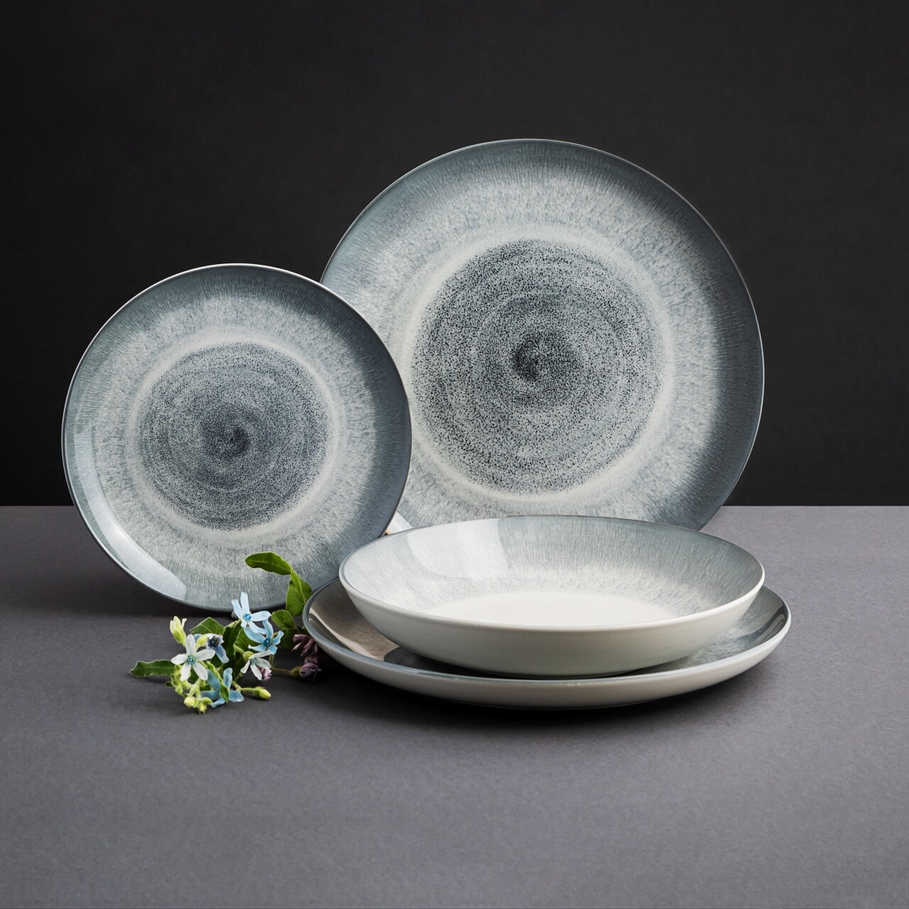 Serviciu de masa 18 piese, Aqua, Ambition, ceramica, albastru - 1 | YEO